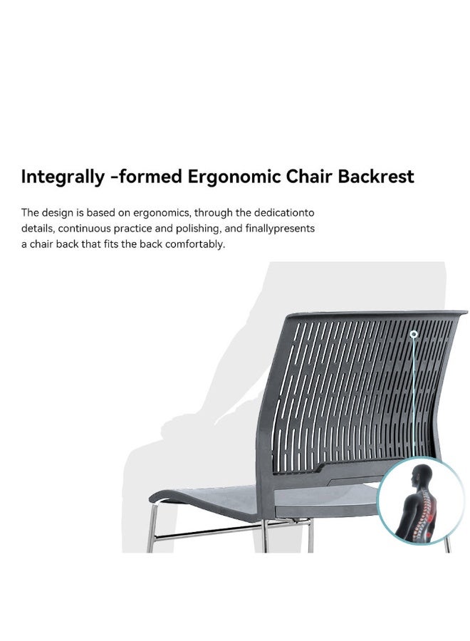 Mahmayi Modern UL UT-C166 Ergonomic Stackable Chair Polypropylene (PP) Seat with Chrome Plated Metal Legs Ideal Saving Seating Solution for Offices, Cafeterias, Meeting Rooms and Events - Grey - Image 5