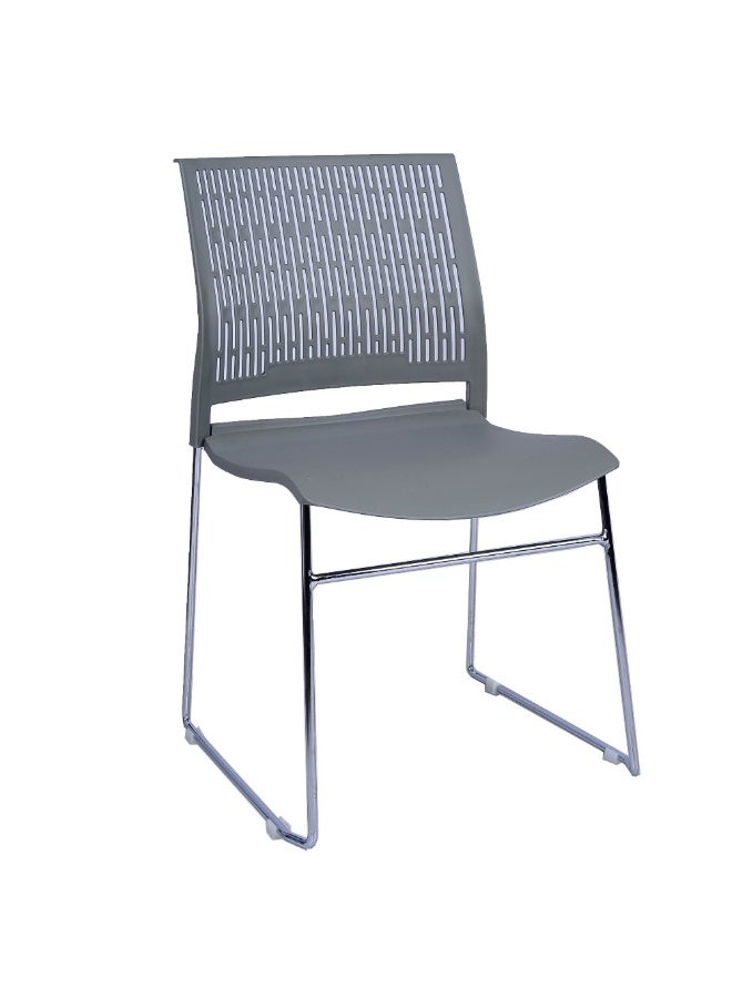 Mahmayi Modern UL UT-C166 Ergonomic Stackable Chair Polypropylene (PP) Seat with Chrome Plated Metal Legs Ideal Saving Seating Solution for Offices, Cafeterias, Meeting Rooms and Events - Grey - Image 1