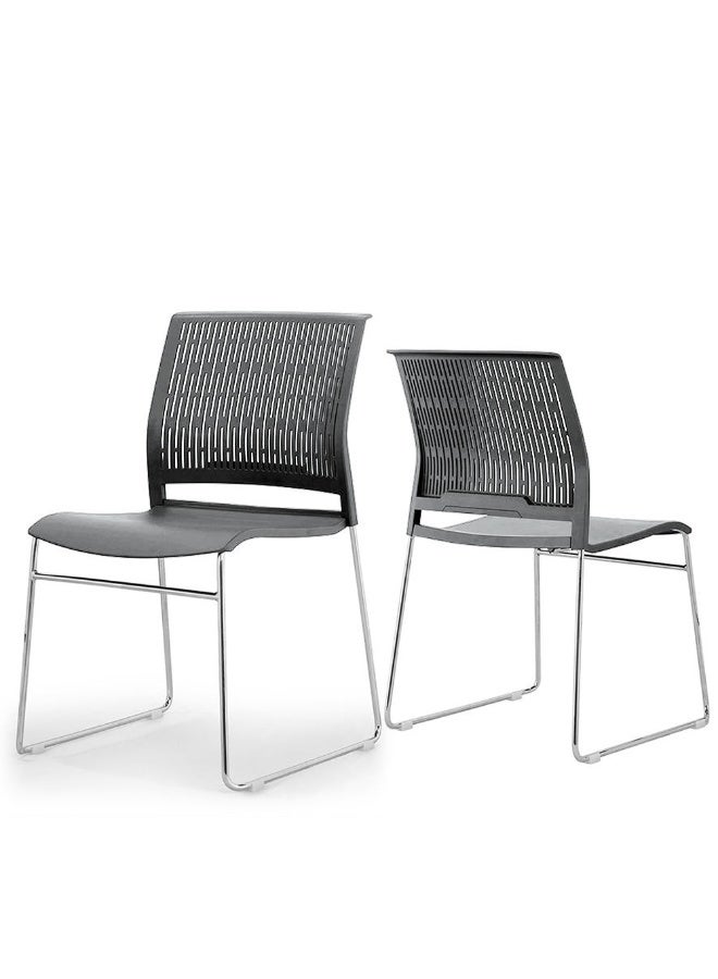 Mahmayi Modern UL UT-C166 Ergonomic Stackable Chair Polypropylene (PP) Seat with Chrome Plated Metal Legs Ideal Saving Seating Solution for Offices, Cafeterias, Meeting Rooms and Events - Grey - Image 3