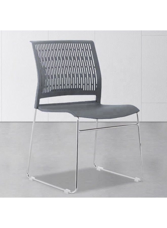 Mahmayi Modern UL UT-C166 Ergonomic Stackable Chair Polypropylene (PP) Seat with Chrome Plated Metal Legs Ideal Saving Seating Solution for Offices, Cafeterias, Meeting Rooms and Events - Grey - Image 2
