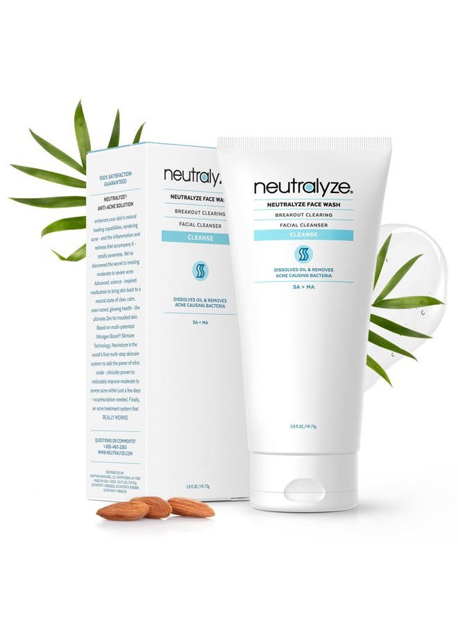 Neutralyze Maximum Strength Acne Face Wash With 2% Salicylic Acid & 2% Mandelic Acid, Medical Grade AHA + BHA Facial Cleanser for Acne Prone Skin (90+ Day)  - Image 1