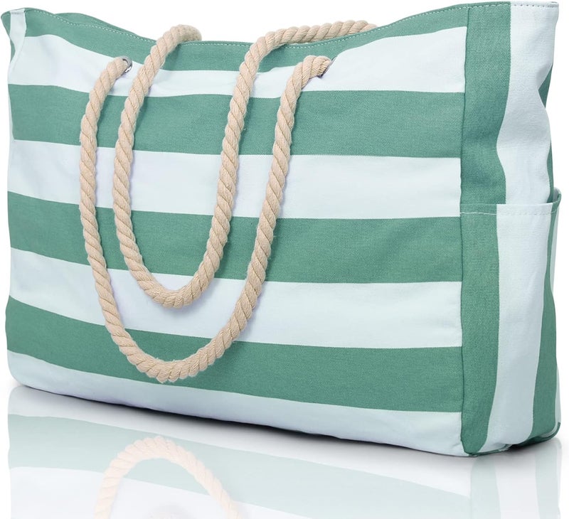 Becokan Beach Bags for Women, Large Waterproof Beach Tote Bag with Zipper Beach Bags Waterproof Sandproof Swim Pool Bag Large Tote - Image 1