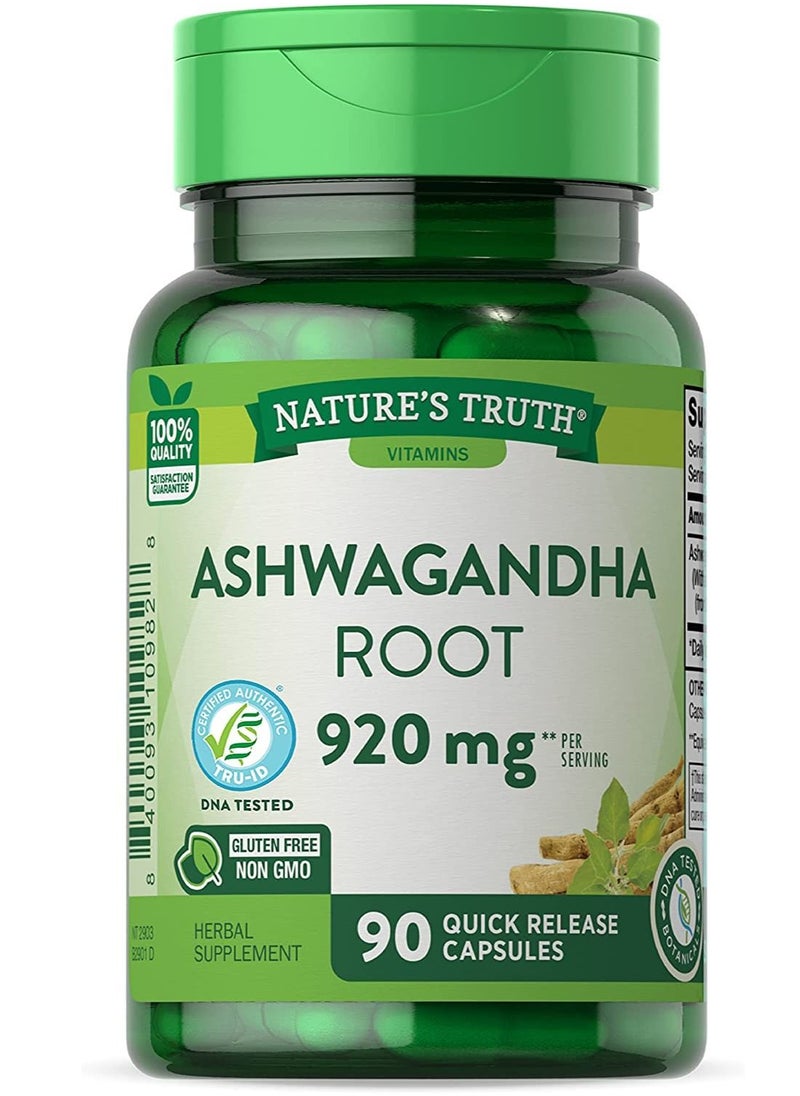 Nature's Truth - Ashwagandha Capsules GMO & Gluten Free Supplement, 920 mg, 90 Count - Image 1