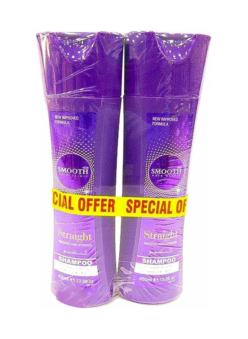 Smooth SM-347 Straight Smooth and Strong 2 in 1 Hair Shampoo and Conditioner Pack of 2 (400 ML, Purple)