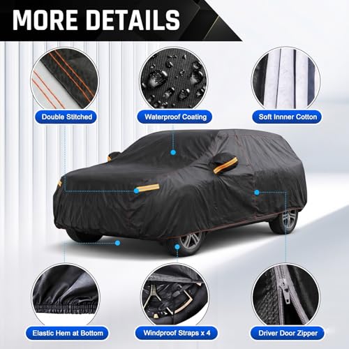 AltoCover 6 Layer Compact SUV Cover Waterproof All Weather Protection with Cotton Liner, Universal Fit Nissan Kicks, Subaru Crosstrek, Jeep Compass, Kia Sportage, Ford Escape, Audi Q3 Q4, BMW X1 - Image 4