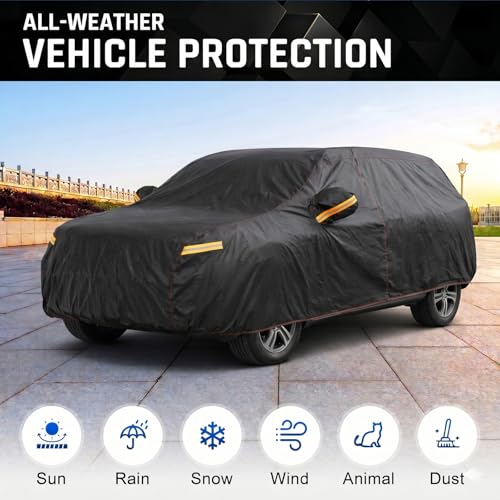 AltoCover 6 Layer Compact SUV Cover Waterproof All Weather Protection with Cotton Liner, Universal Fit Nissan Kicks, Subaru Crosstrek, Jeep Compass, Kia Sportage, Ford Escape, Audi Q3 Q4, BMW X1 - Image 2