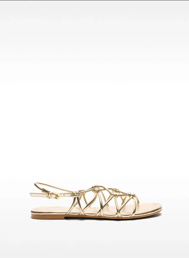 PARFOIS Flat Sandals With Crossed Straps And Knots