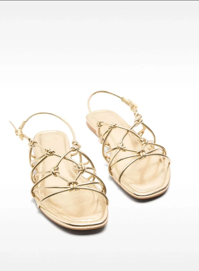 PARFOIS Flat Sandals With Crossed Straps And Knots