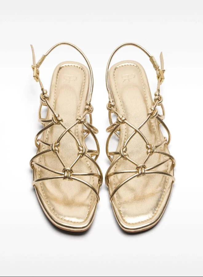 PARFOIS Flat Sandals With Crossed Straps And Knots