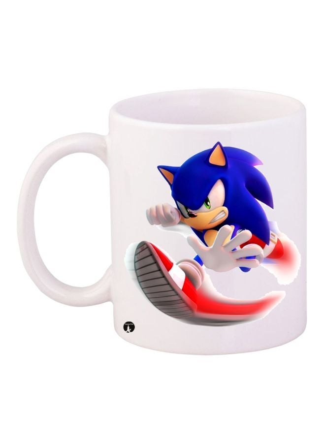 Cartoon Printed Coffee Mug White/Blue/Red 11ounce