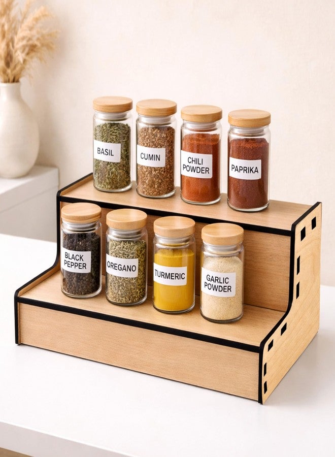 SOLOBOLO 2 Tier Wooden Organizer Stand for Kitchen, Desk, Cosmetics & Stationery, Multipurpose Tabletop Shelf Rack, MDF Counter Display Riser for Makeup, Spices, Art Supplies & Home Storage (11 Inch) - Image 1