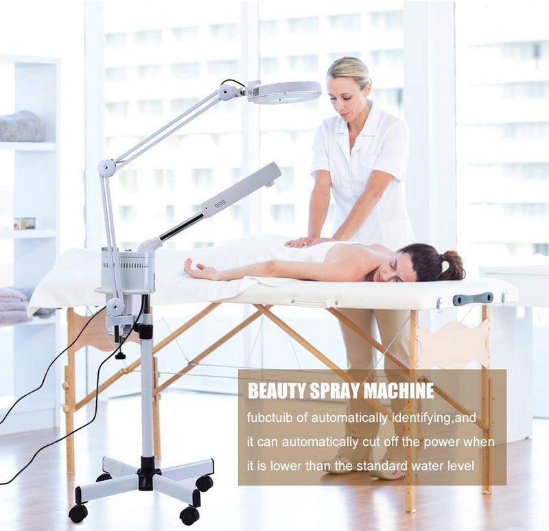klarako Facial Steamer with Magnifying Lamp, 3 in 1 5X Magnifying Lamp Facial Streamer Cold Light LED Floor Lamp for Salon Spa Beauty - Image 2