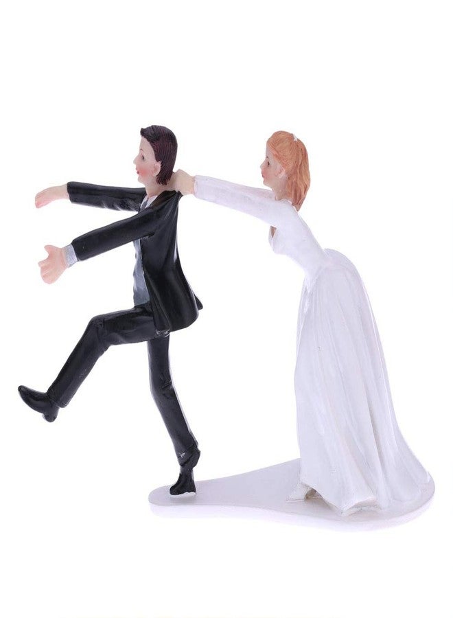 CheeseandU Bride&Groom Figurines Romantic Bride and Groom Wedding Cake Topper Funny Resin Run Groom Bridal Show Stand Cake Topper Wedding Valentines Day Engagement Anniversary Decoration - Image 1