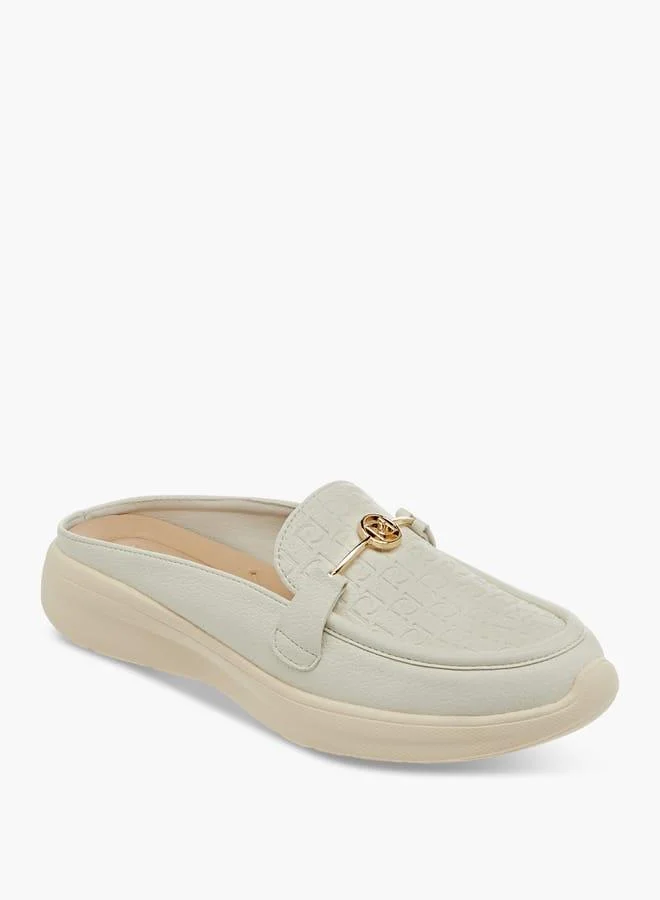 Women Monogram Embossed Slip-On Mules