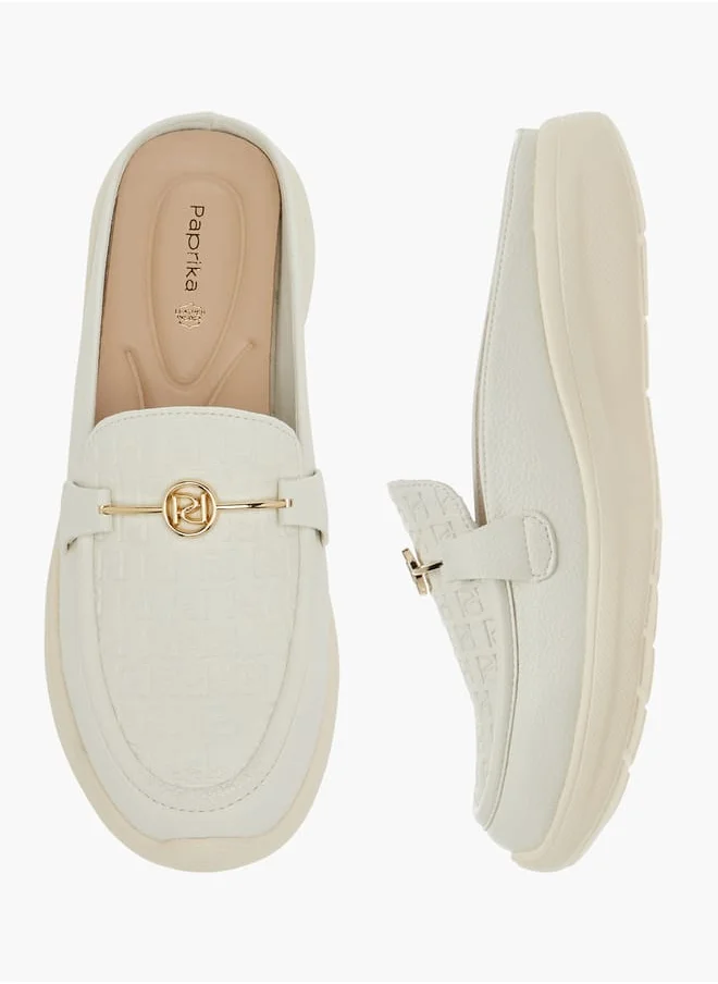 بابريكا Women Monogram Embossed Slip-On Mules