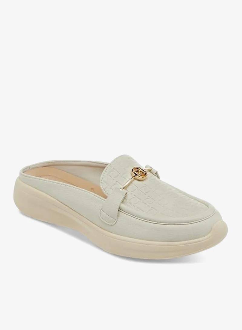 Paprika IVORY Women Monogram Embossed Slip-On Mules for Women | Best Price UAE