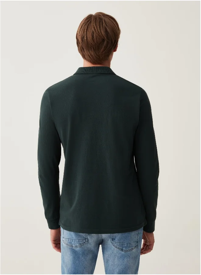 Ovs Cotton polo shirt with long sleeves