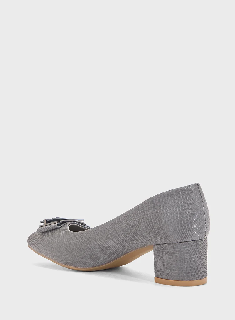 Pink Step Low Block Heeled Pump