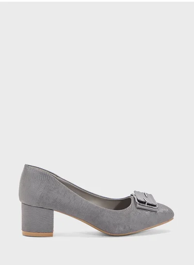Pink Step Low Block Heeled Pump