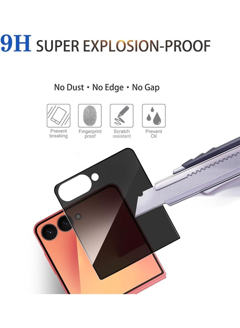 2 Pack Tempered Glass for Samsung Galaxy Z Flip 7 Privacy Glass Screen Protector Anti-Spy Tempered Glass Film 9H Hardness Scratch Resistant Glass Screen Protector for Samsung Galaxy Z Flip7 - Image 4