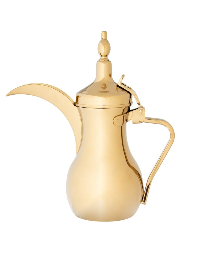 Safa Stainless Steel Arabic coffee Dallah With Gold Plated Capacity 1 Liter - Image 1