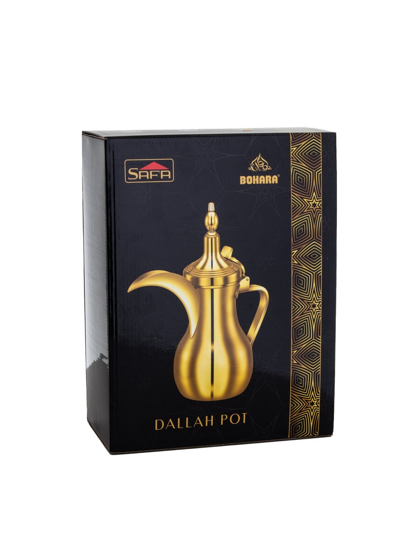 Safa Stainless Steel Arabic coffee Dallah With Gold Plated Capacity 1 Liter - Image 3