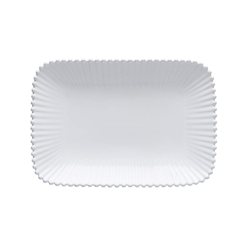 Costa Nova Ceramic Stoneware 12 Rectangular Platter  Pearl Collection White  Microwave Dishwasher Oven  Freezer Safe Dinnerware  Food Safe Glazing  Restaurant Quality Serveware