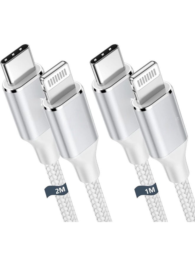 كابل USB C إلى Lightning [عبوة 2 1M+2M] شاحن سريع كابل شاحن USB-C لأيفون معتمد من MFi كابل نوع C إلى Lightning متوافق مع أيفون 14 13 12 11 برو ماكس ميني XR X - Image 1