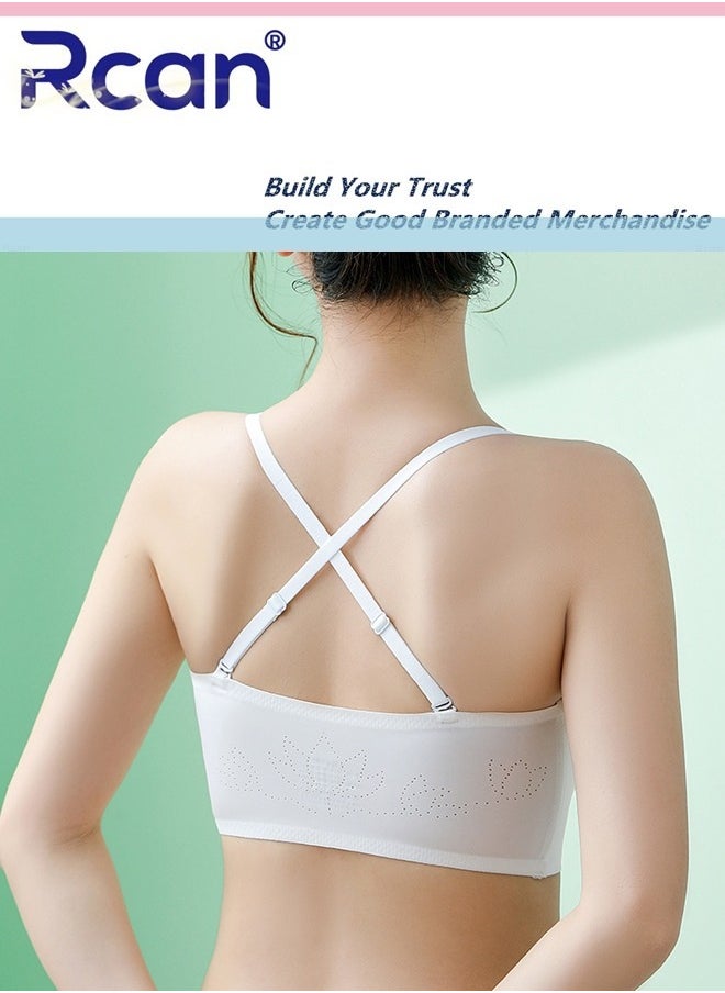 Rcan - Strapless Bra for Women Front Buckle Lift Bra No Rims Non-Slip Invisible Seamless Removable Shoulder Straps Tube Top Ladies Sweet and Comfortable Underwear for Wedding Sling One-Shoulder Dress - Image 1