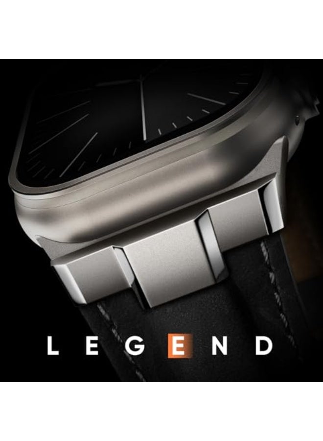 Leather Bands Compatible for Apple Watch Ultra Band 49mm 46mm 45mm 44mm 42mm, Genuine Leather Rugged Durable Matel Connector Replacement Strap for Women Men iWatch Ultra 10 9 8 7 6 5 4 3 SE - Image 2