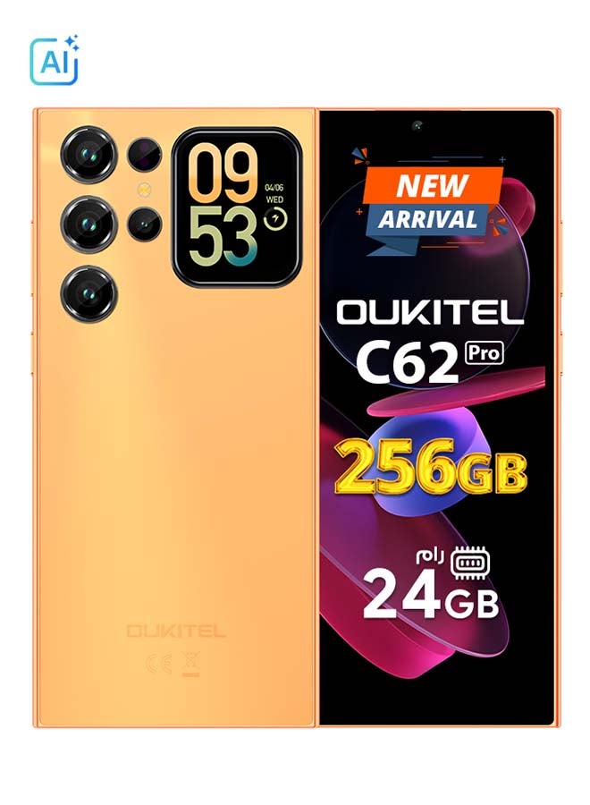 أوكيتل جوال C62 Pro ثنائي الشريحة بذاكرة رام 8+16 جيجابايت وذاكرة داخلية 256 جيجابايت لون برتقالي يدعم 4G LTE - إصدار الشرق الأوسط - Image 1