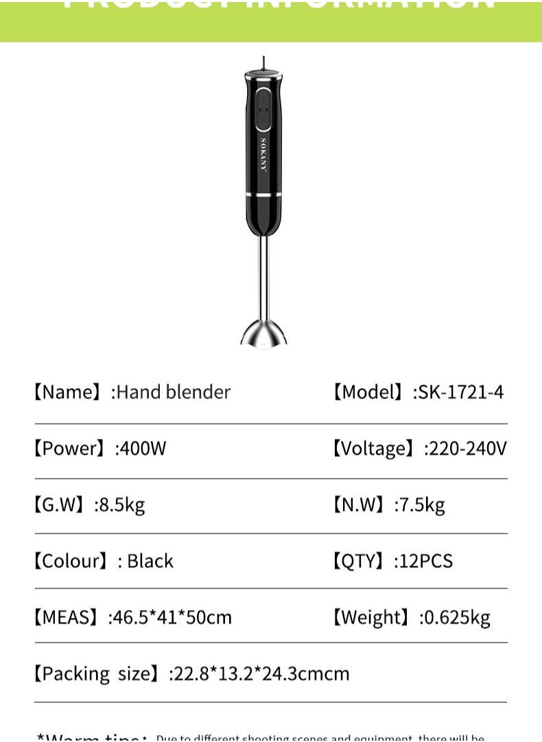 sokany Hand Blender Multifunctional blender 4in1 Hand-held mince whisk fruit juice machine  - Image 2