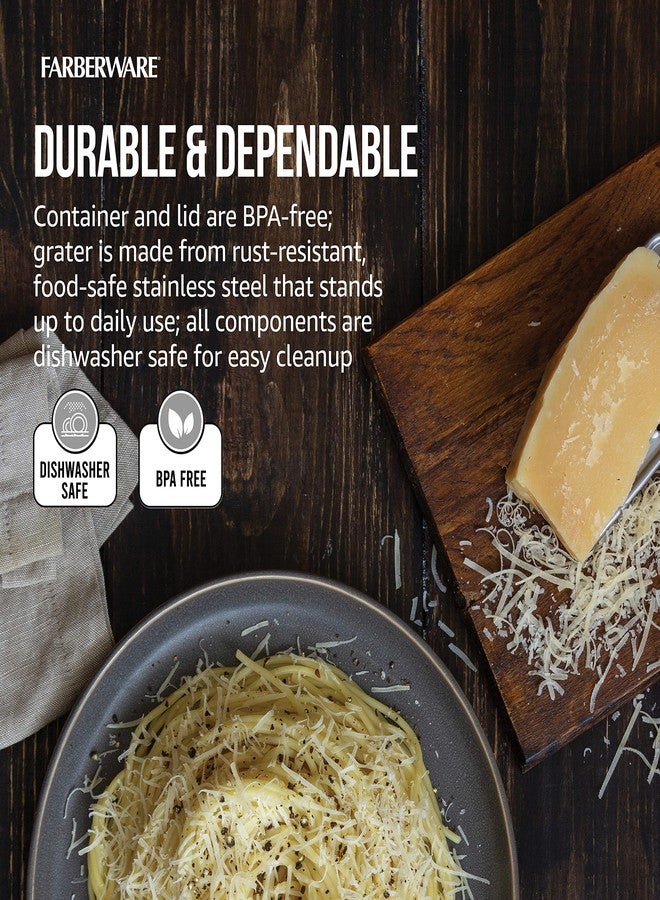 Farberware Professional 4-Sided Slim Stainless Steel Heavy Duty Kitchen Box Grater with Detachable Clear Storage Container, Perfect for Parmesan Cheese, Vegetables, Ginger, with Lemon Zester - Image 4