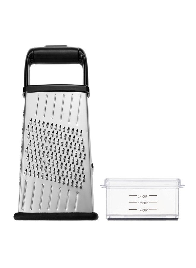Farberware Professional 4-Sided Slim Stainless Steel Heavy Duty Kitchen Box Grater with Detachable Clear Storage Container, Perfect for Parmesan Cheese, Vegetables, Ginger, with Lemon Zester - Image 1