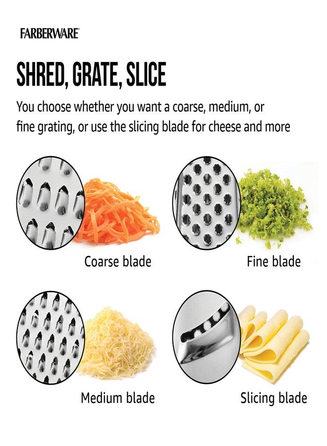 Farberware Professional 4-Sided Slim Stainless Steel Heavy Duty Kitchen Box Grater with Detachable Clear Storage Container, Perfect for Parmesan Cheese, Vegetables, Ginger, with Lemon Zester - Image 5