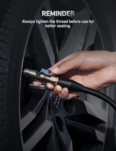 AstroAI Air Chuck, No Air Leakage Double Jaws Lock on Tire Chuck, Open Flow Heavy Duty Brass and Stainless Steel Air Chuck with Clips for Inflator Gauge Compressor Accessories - Image 5