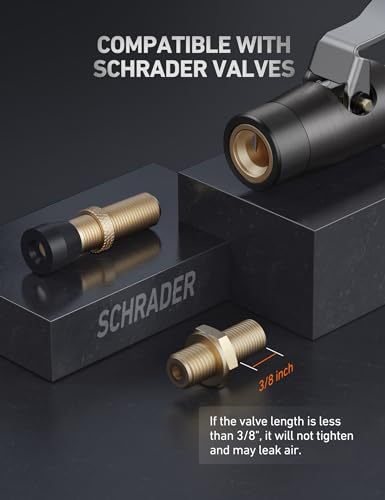 AstroAI Air Chuck, No Air Leakage Double Jaws Lock on Tire Chuck, Open Flow Heavy Duty Brass and Stainless Steel Air Chuck with Clips for Inflator Gauge Compressor Accessories - Image 4