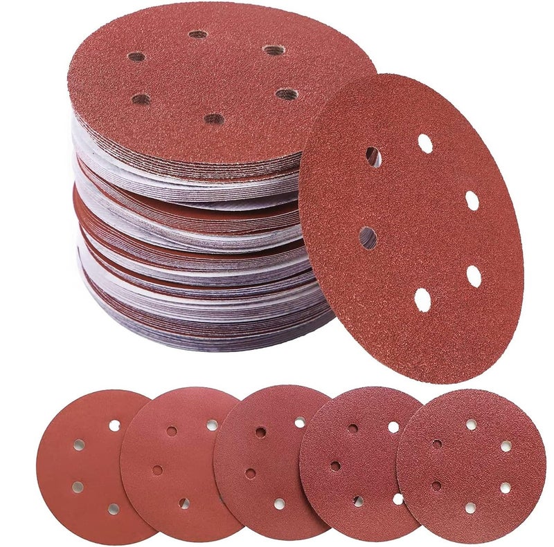 Apple Abrasives 4.5-Inch 6-Hole Hook and Loop Sanding Discs Grit-80, Pack of 100 - Image 1