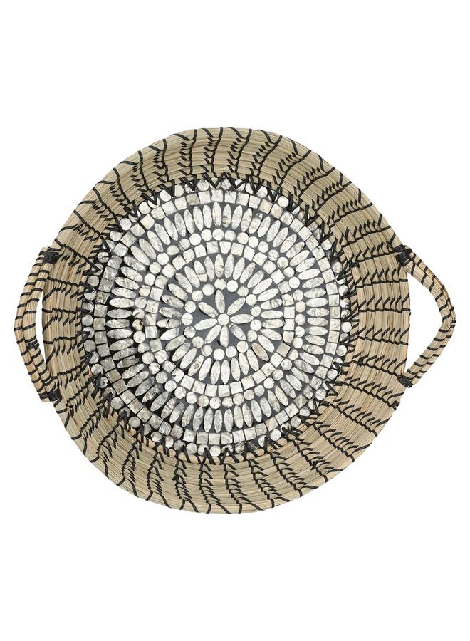 Alsaif Wicker Serving Tofir 46 X 46 X 9 Cm Round Black Beige - Image 4
