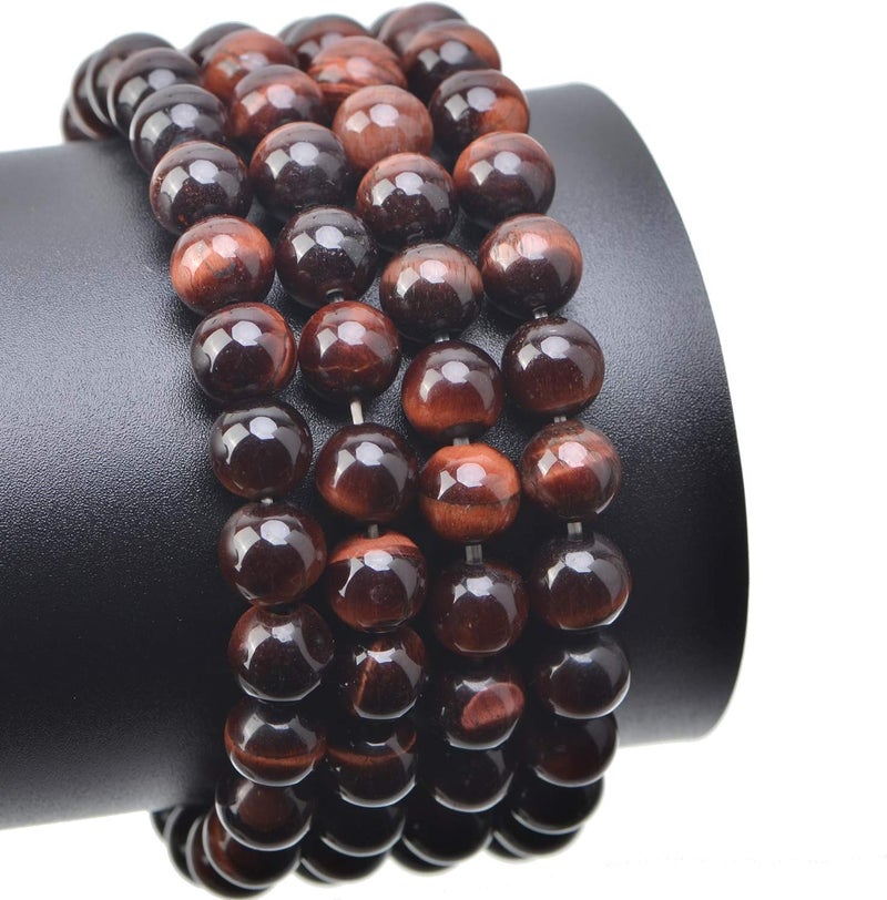 LPBeads 100PCS 8mm Natural Red Tiger Eye Gemstone Round Loose Beads for Jewelry Making with Crystal Stretch Cord - Image 4