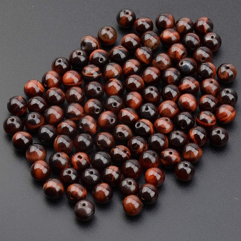 LPBeads 100PCS 8mm Natural Red Tiger Eye Gemstone Round Loose Beads for Jewelry Making with Crystal Stretch Cord - Image 3
