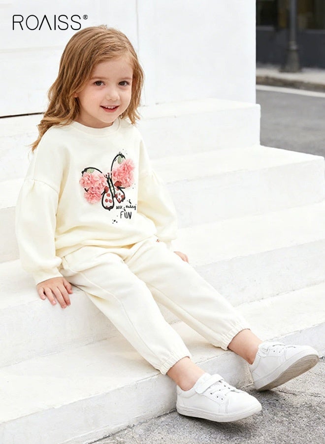 roaiss Toddler Girls Adorable Sweatshirt, Round Neck Puff Sleeve Pullover with Exquisite Printed Design, Skin-friendly Breathable Tops for Girls, Suitable for Daily Wear or Any Occasion - Image 3