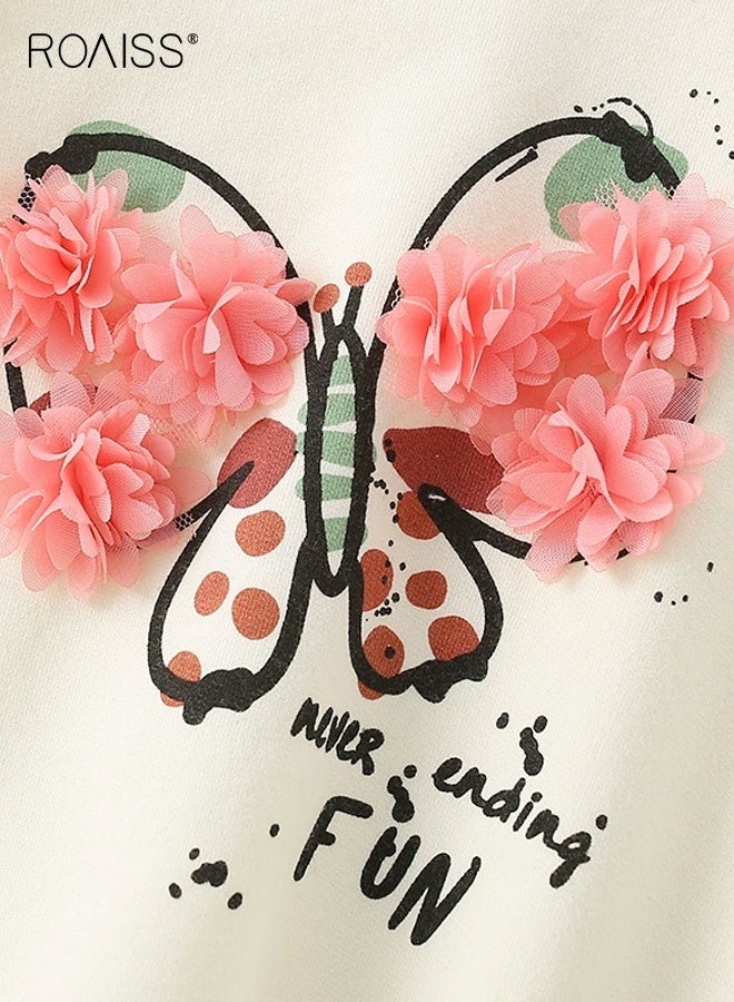 roaiss Toddler Girls Adorable Sweatshirt, Round Neck Puff Sleeve Pullover with Exquisite Printed Design, Skin-friendly Breathable Tops for Girls, Suitable for Daily Wear or Any Occasion - Image 4