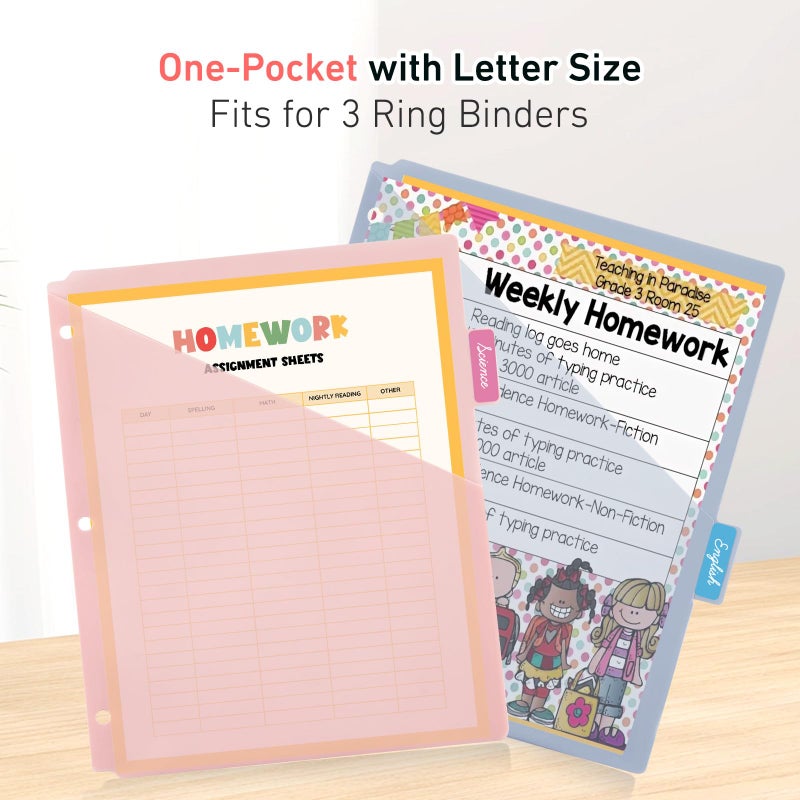 Tbay 6-Tab Dividers for 3 Ring Binder, 24 Counts Binder Dividers Index with One Pocket, Letter Size 8.5 x 11'', Morandi Colors (4) - Image 3