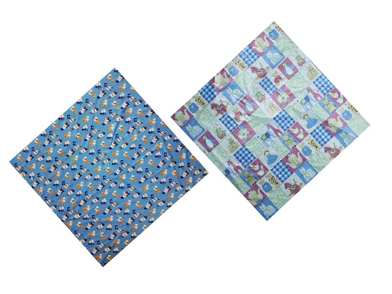Ecosoft Baby Plastic Sheet | Baby Bed Protector | 0-18 Months | 90 x 135 cm (Cartoon Blue & Zoo Blue) - Image 1