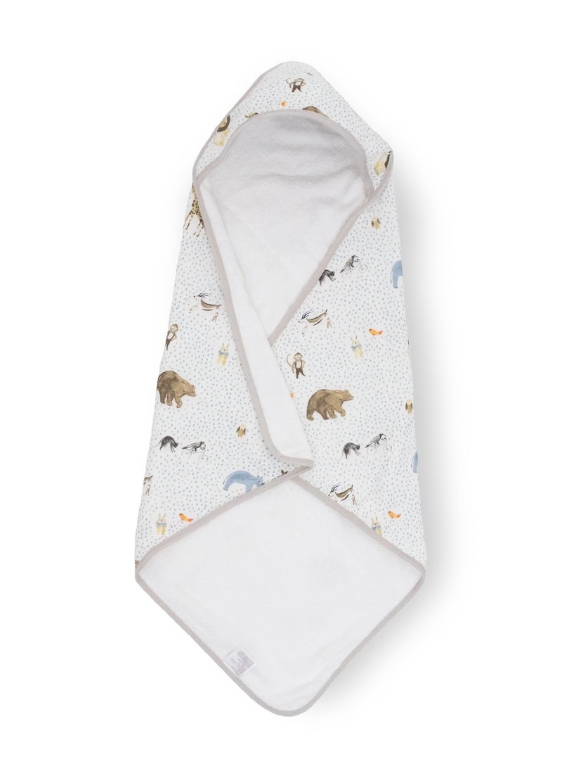 little unicorn Cotton Muslin Hooded Infant Towel Party Animals  - Image 1