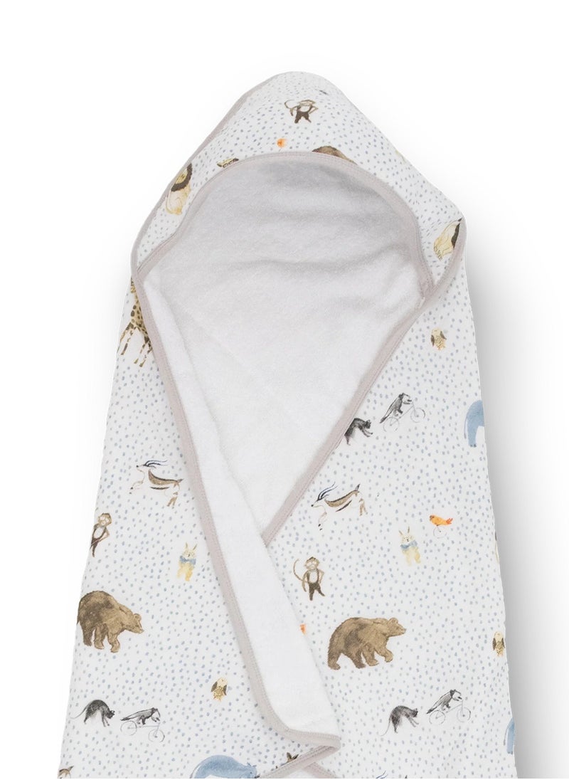 little unicorn Cotton Muslin Hooded Infant Towel Party Animals  - Image 4