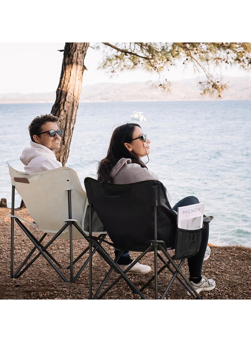 Kimaya Folding Moon Chair – Ultra Lightweight & Portable Camping Chair with Side Pocket, Heavy-Duty 300LBS Capacity, Foldable Backpacking Chair for Outdoor, Hiking, Beach & Travel with Carry Bag (Black) - Image 2