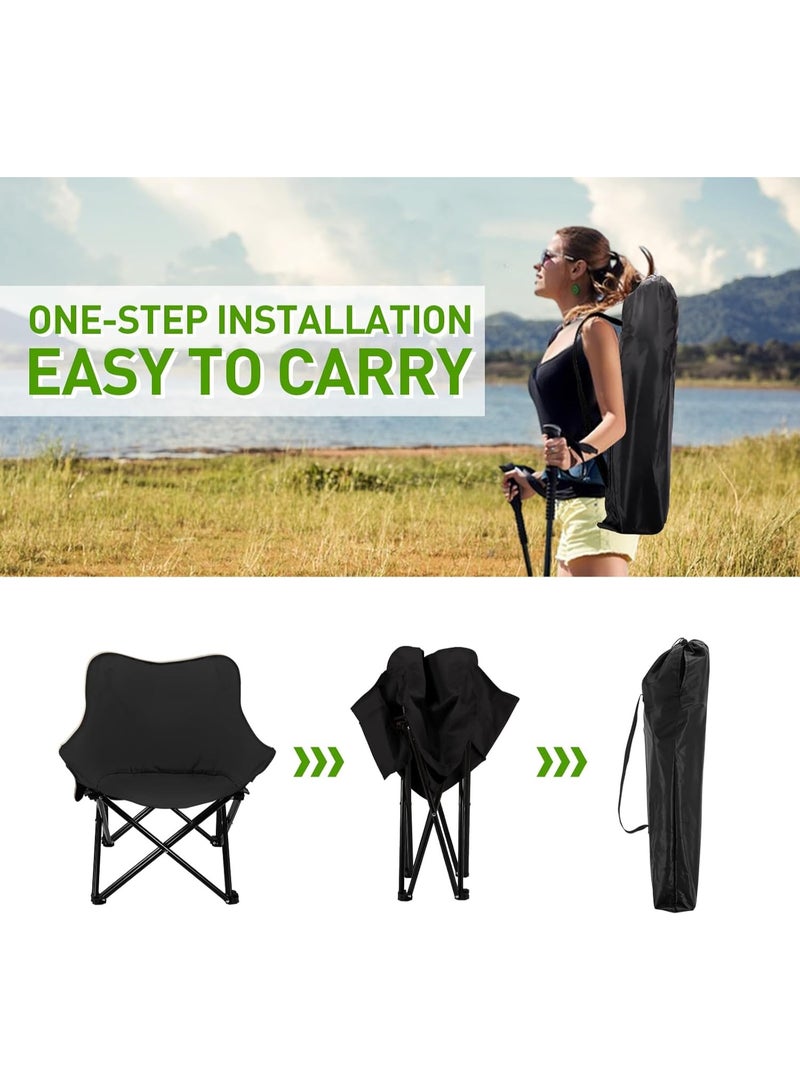 Kimaya Folding Moon Chair – Ultra Lightweight & Portable Camping Chair with Side Pocket, Heavy-Duty 300LBS Capacity, Foldable Backpacking Chair for Outdoor, Hiking, Beach & Travel with Carry Bag (Black) - Image 4
