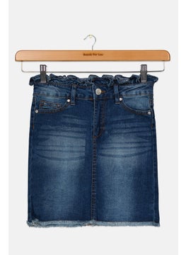 Joe's Kids Girl Washed Denim Skirt, Navy  - Image 1